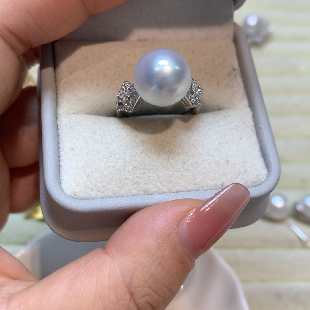海水珍珠戒指银S925镶嵌