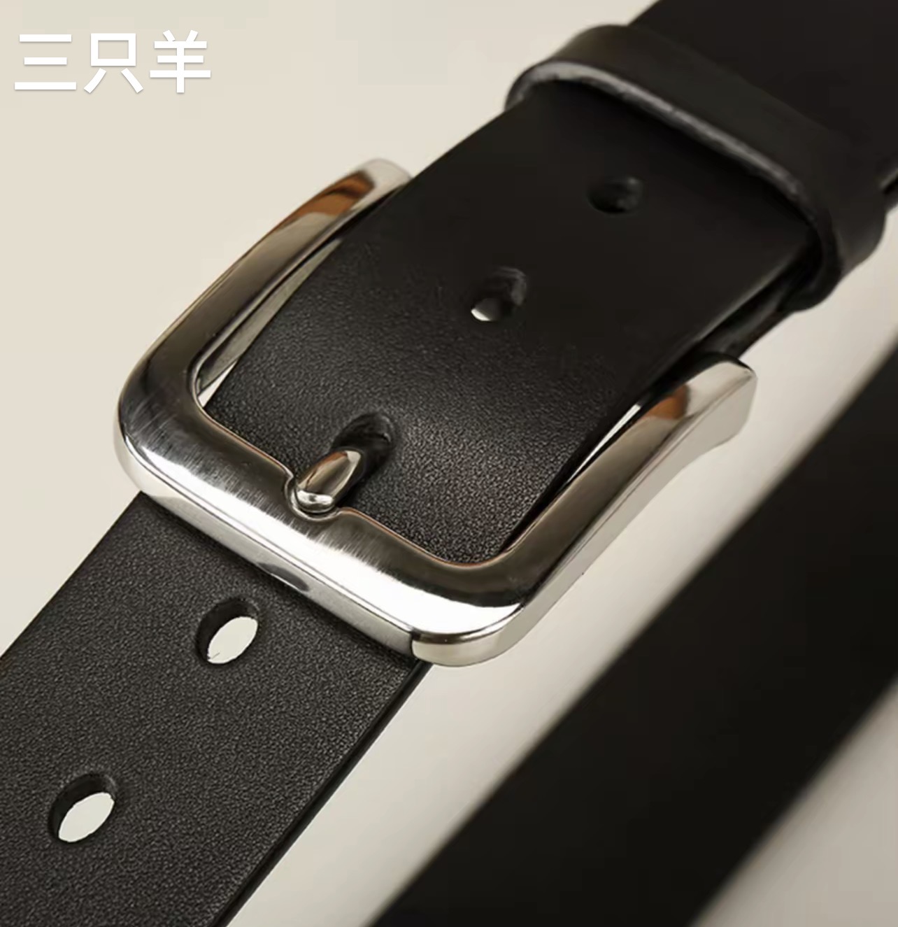 不锈钢针扣 真牛皮皮带手工真皮腰带头层牛皮男士商务休闲裤腰带