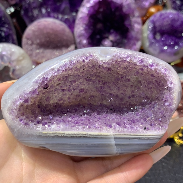 珠宝半成品未镶嵌紫晶全抛钱袋子