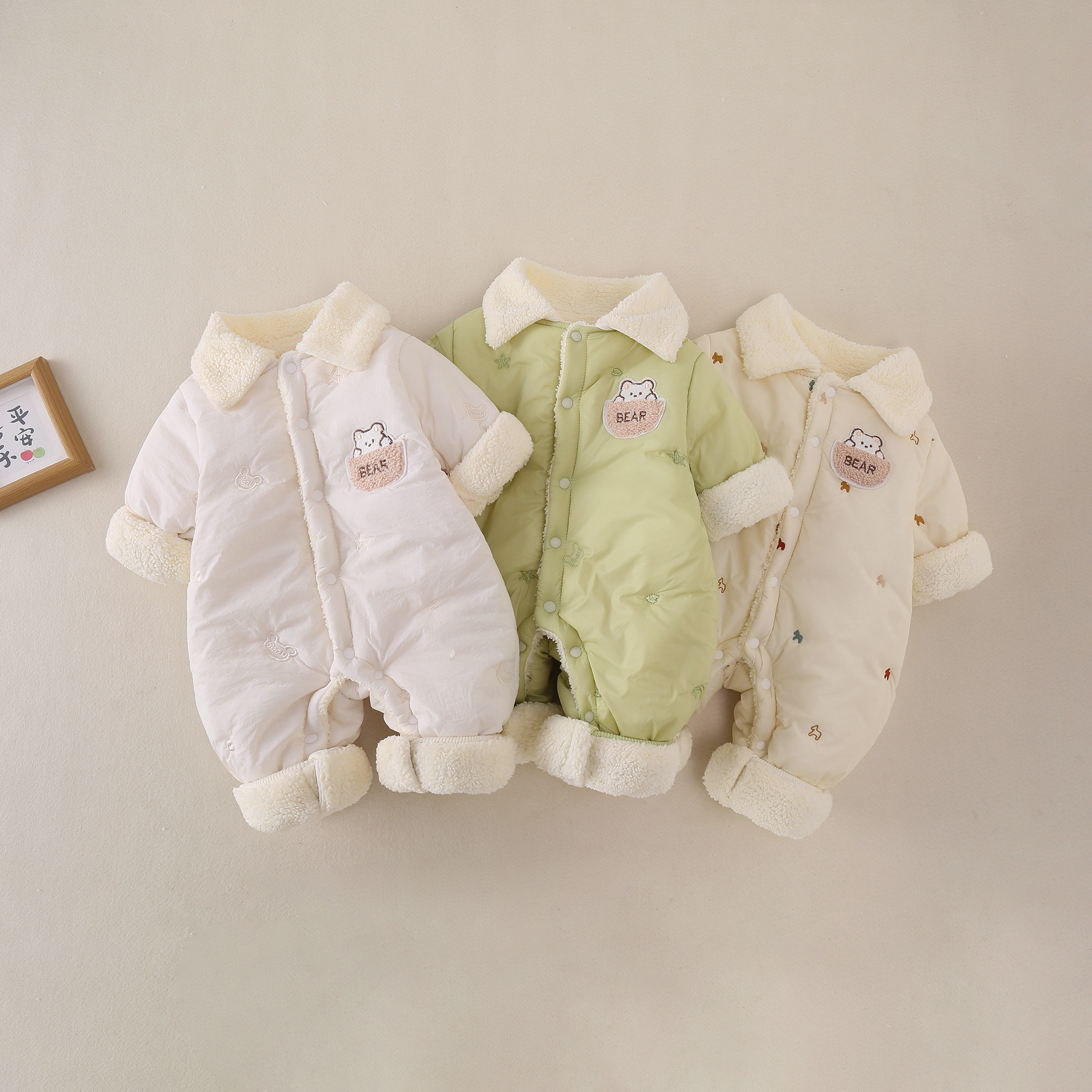 【加绒加厚】新生婴儿秋冬季加棉加厚棉服男女宝宝外出服户外衣服