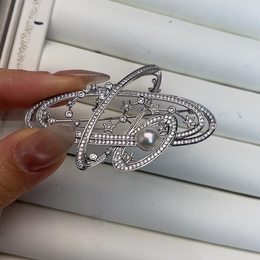 胸针银S925镶嵌海水珍珠