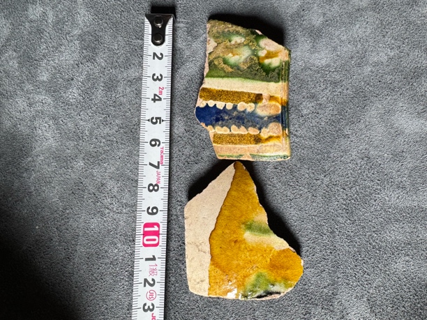 大小黄冶窑址标本巩县窑唐三彩点蓝彩罐