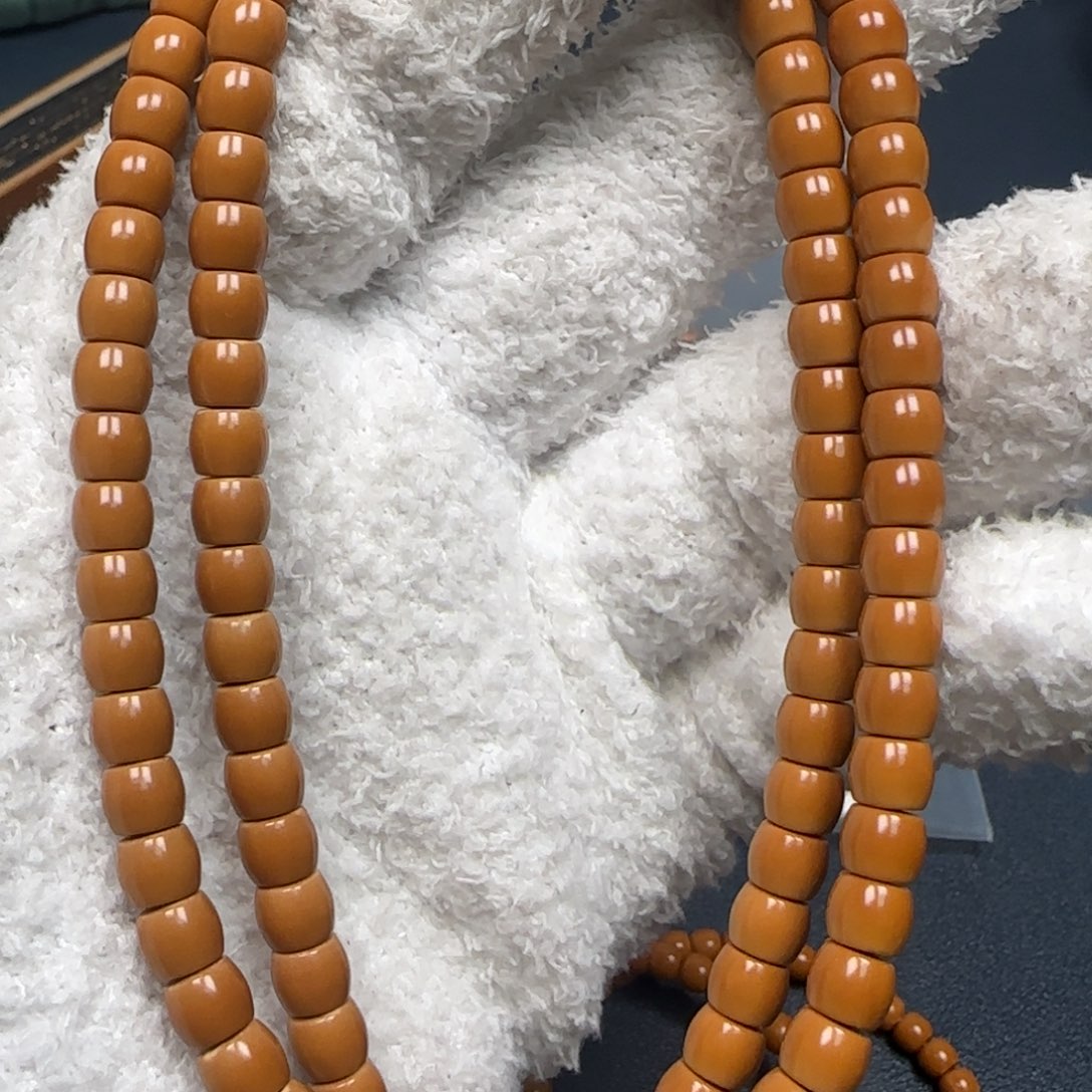 橄榄核手串老挝脖挂三花无白直切6.4mm