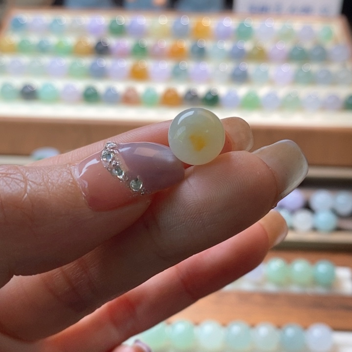 散珠翡翠福利品 黄翡圆珠 卡10.1 买断不退换