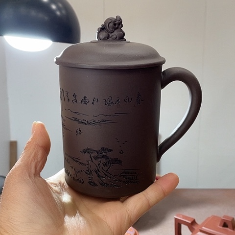 紫砂茶壶原矿紫泥，盖杯，350 c c