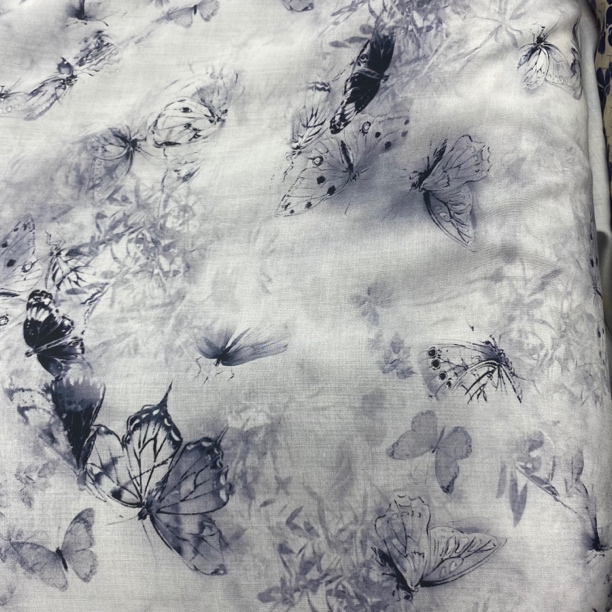 升级版精品天丝木棉.紫墨蝴蝶..春夏连衣裙旗袍面料轻薄透气