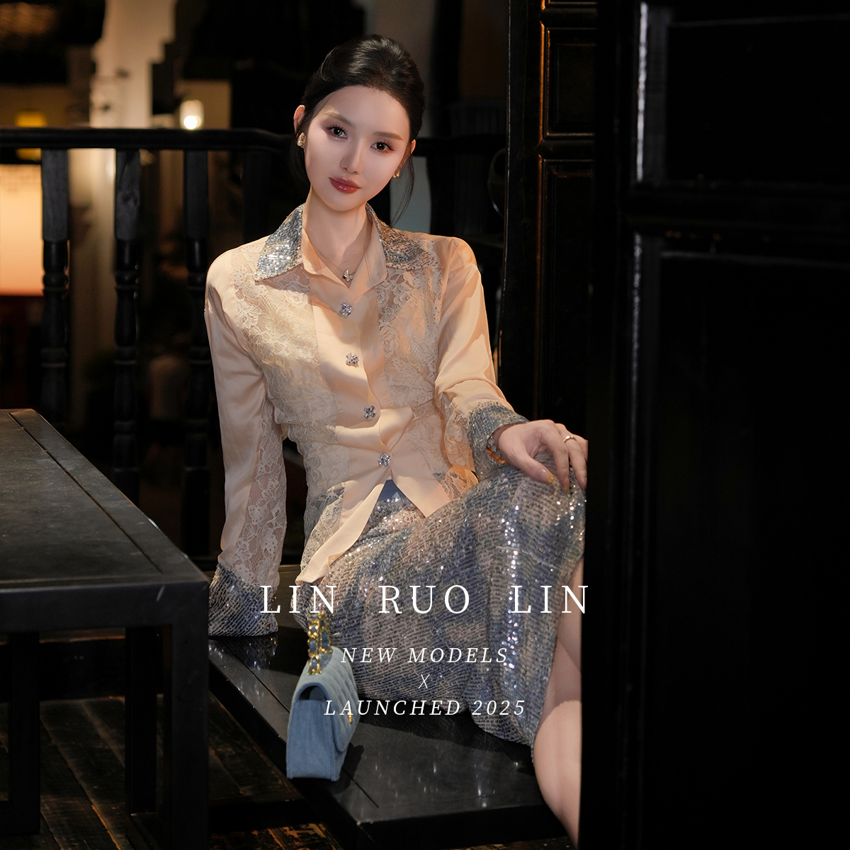 LRL[【雾蓝繁花】原创设计设计师宫廷复古蕾丝碎花RL13181033