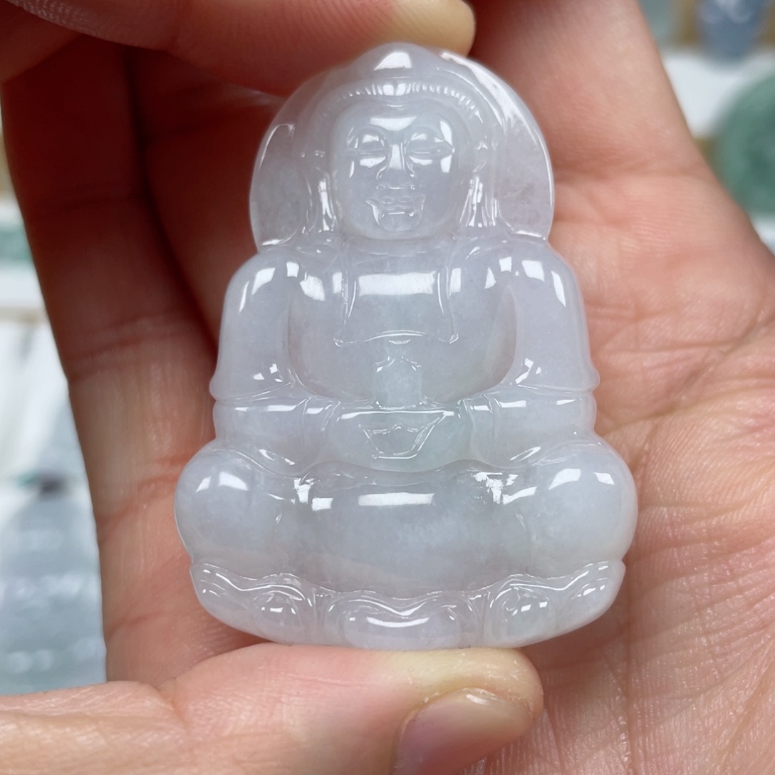 翡翠颈饰未镶嵌天然缅甸翡翠A货观音112号