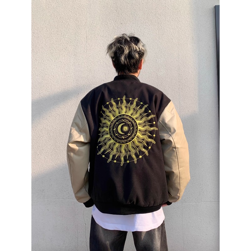 秋季美式复古光明之眼重工刺绣棒球服高街ins潮国潮夹克外套1581