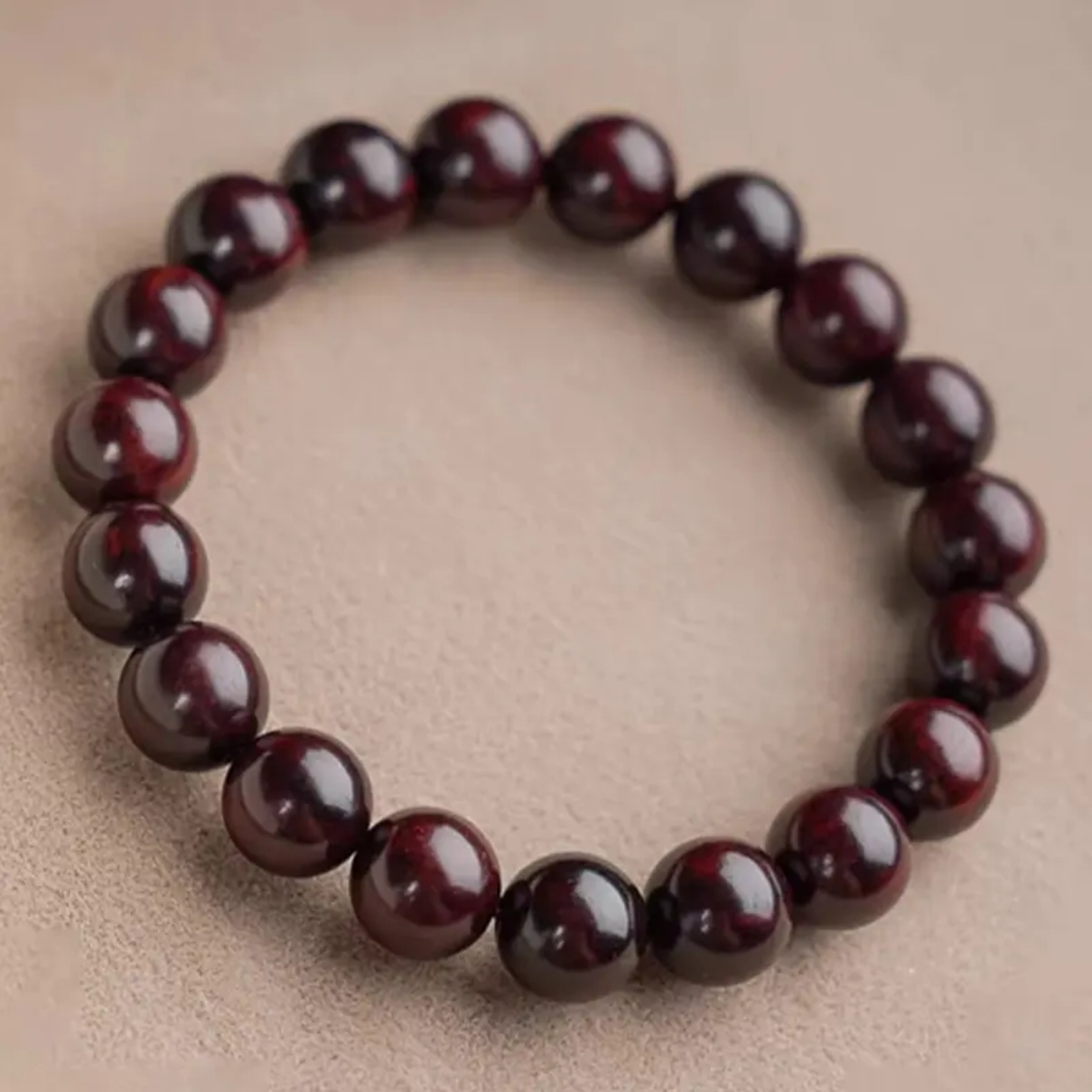 小叶紫檀 高油高密 1.2cm 手串 无胶无蜡【L032】