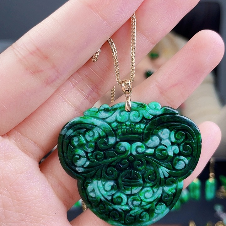 翡翠颈饰18K金镶嵌饰品