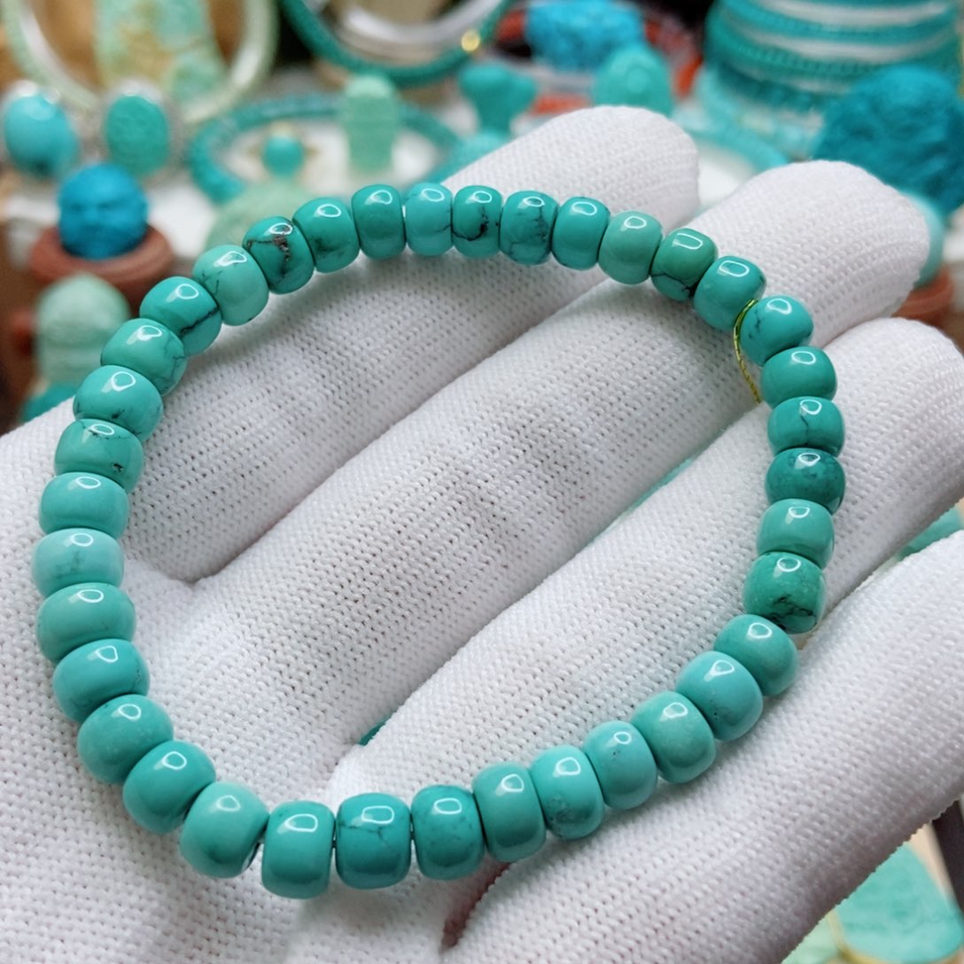 绿松石未镶嵌直切手串6.8mm