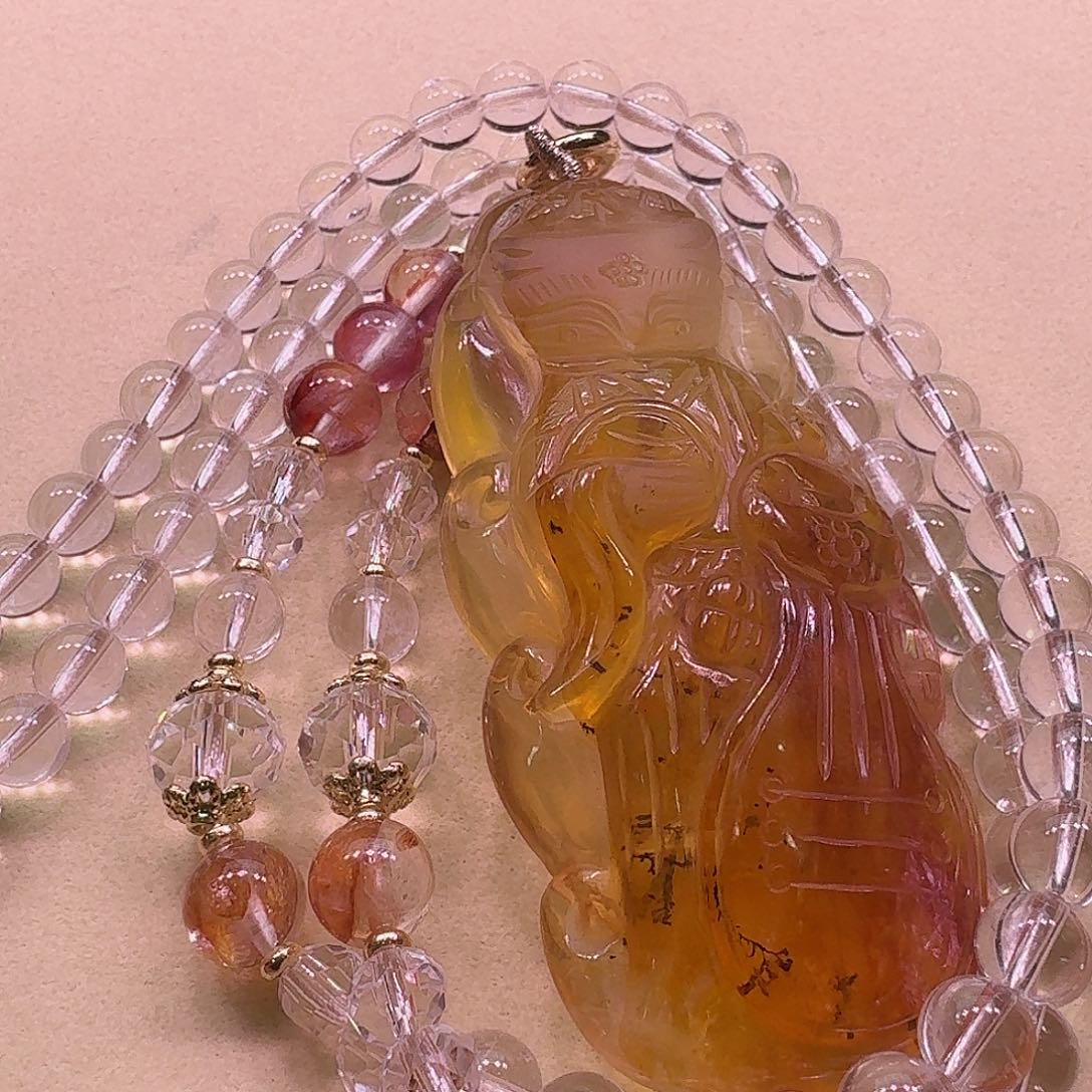 水晶颈饰未镶嵌天然水晶狐狐吊坠