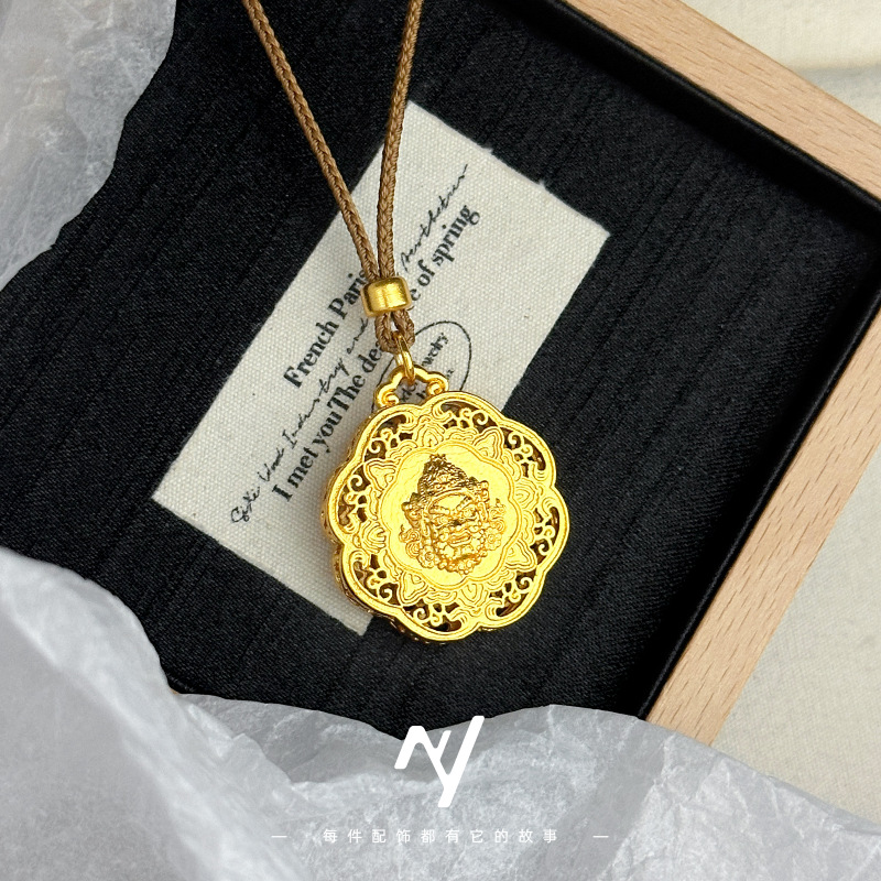 铜合金吊坠 新中式财运黄财神仿金饰品999