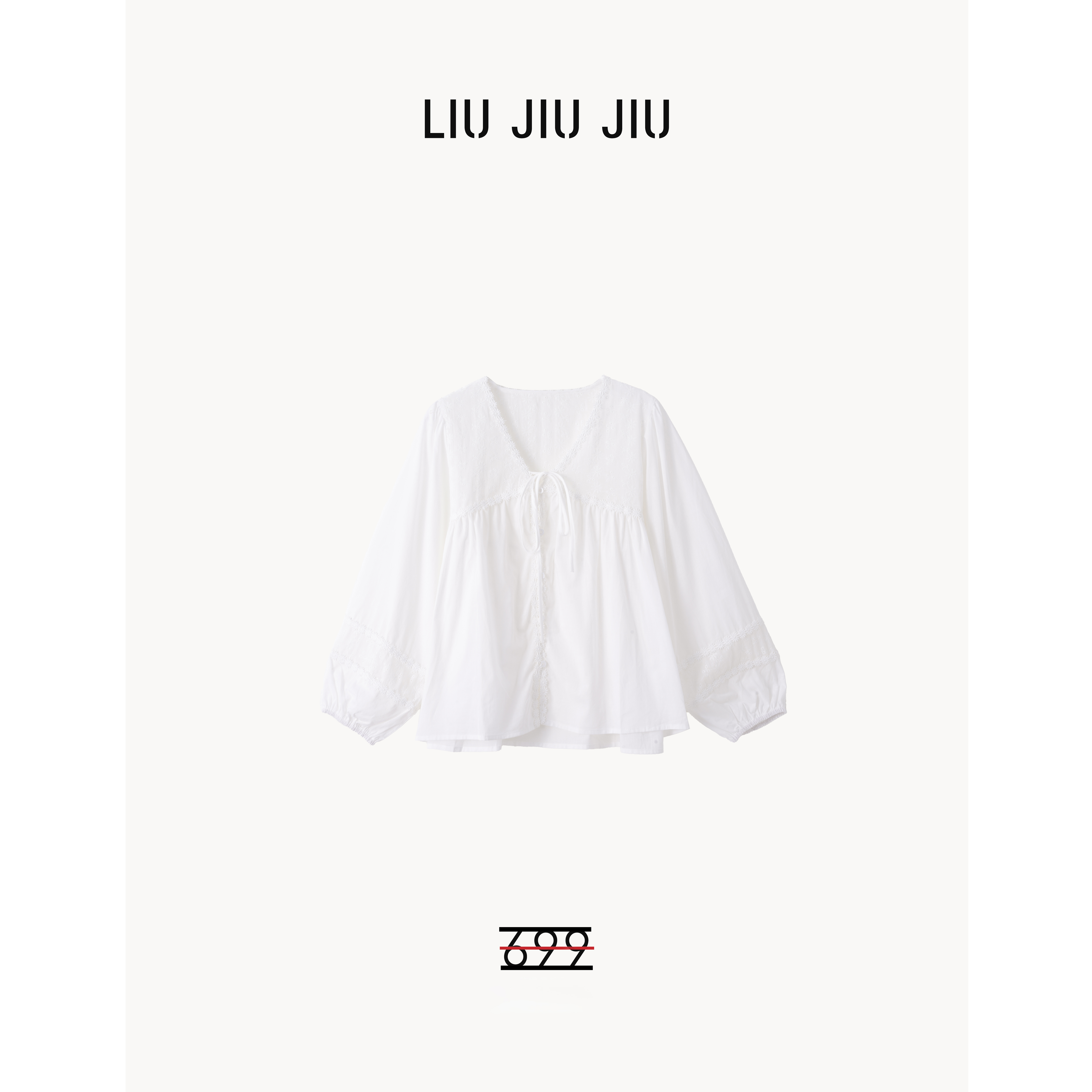 LIUJIUJIU 法式钩花绑带设计感长袖衬衫夏季小众娃娃衫CS4067L