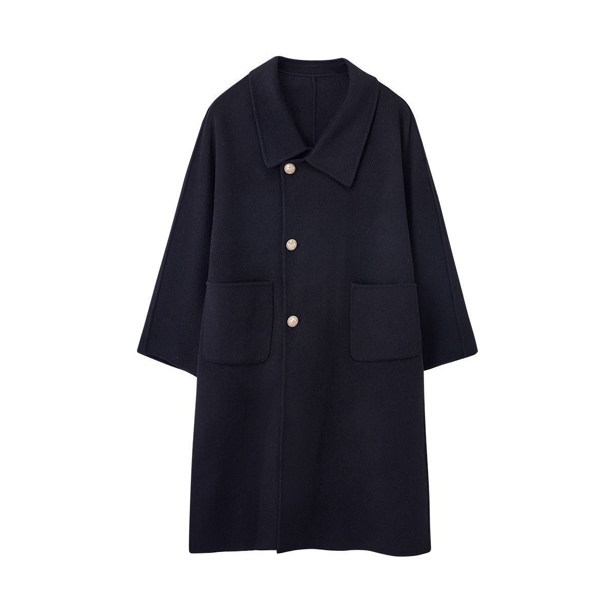 茵曼毛呢外套女2024年新款秋冬韩系大学生宽松休闲中长款呢子大衣