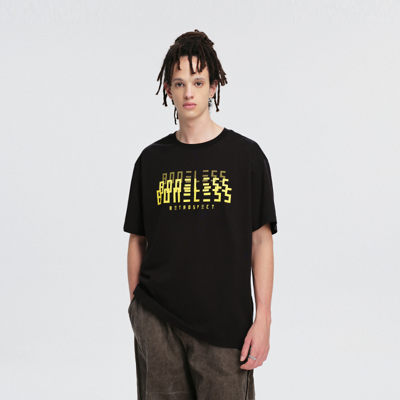 BONELESS重影印花基础短袖T恤凉感速干设计感体恤透气圆领半袖