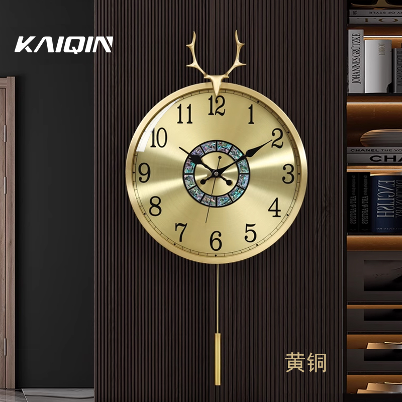 凯琴现代轻奢简约挂钟客厅家用格栅墙挂表新款北欧风格日历时钟