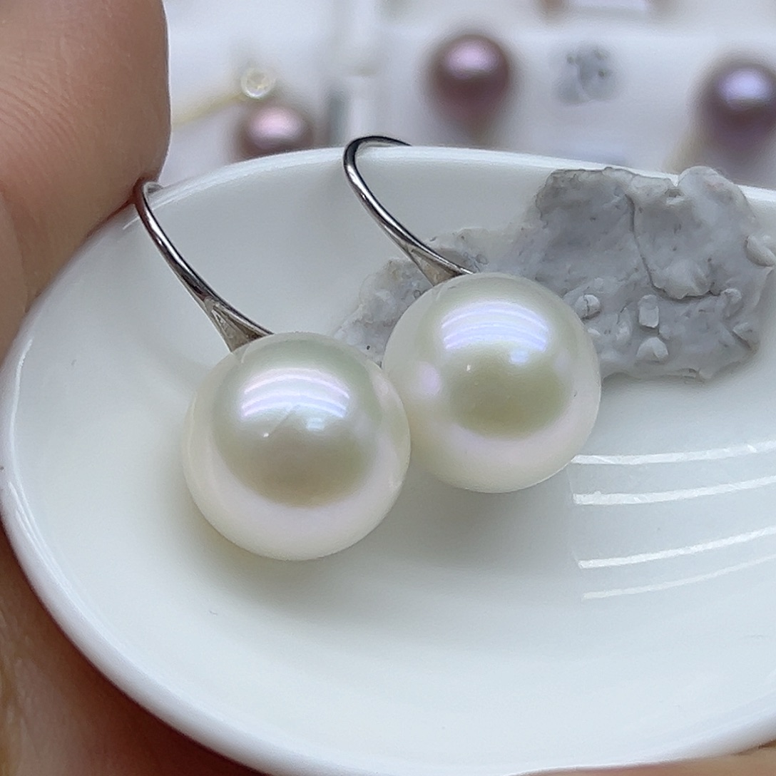 淡水珍珠耳饰银S925镶嵌快***桐高跟鞋