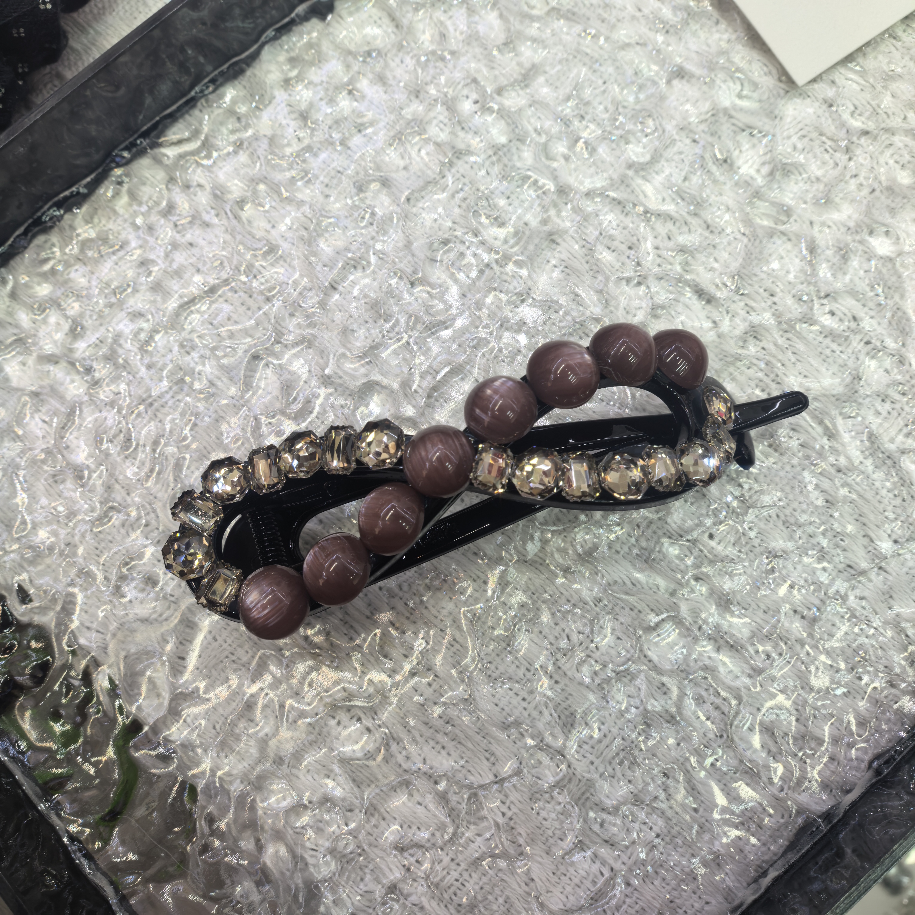 C560粉色珠蝴蝶结闪闪扭扭夹