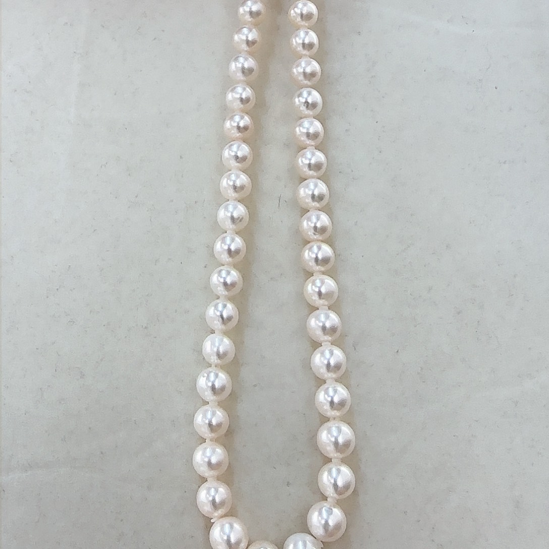 淡水珍珠颈饰银S925镶嵌8-9无核极光镜面白亮