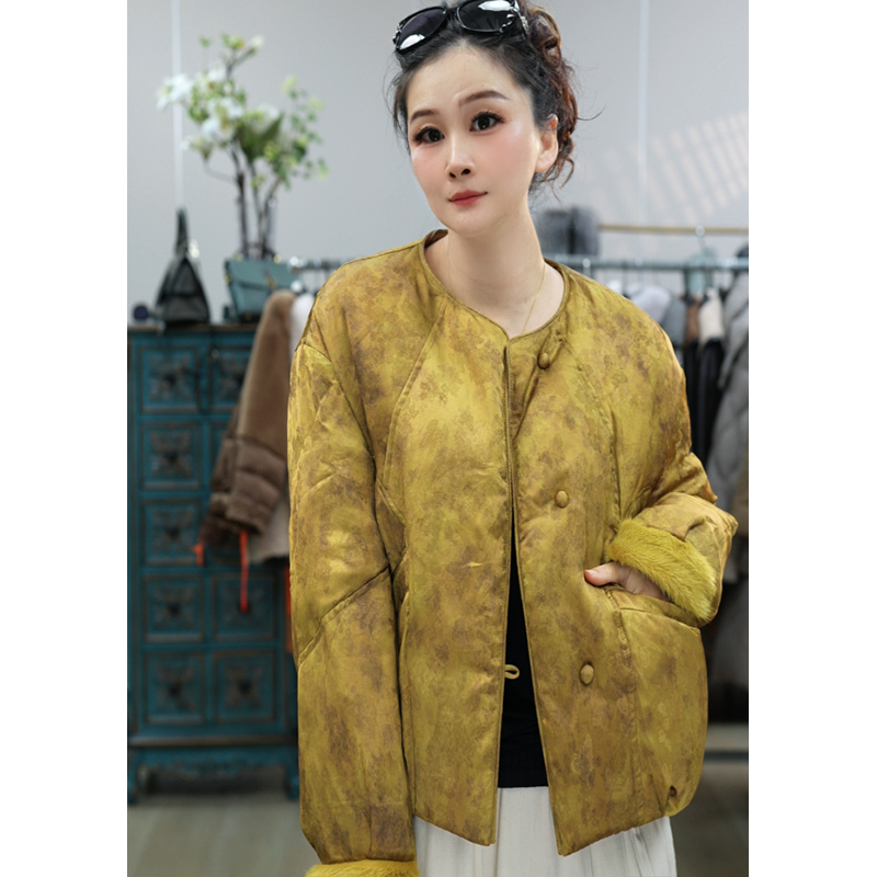 【DaiOu专属】2025新款气质新中式国风圆领羽绒服25672