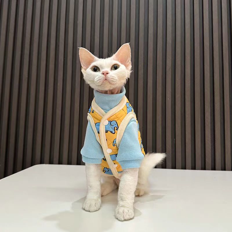 冬季加绒小象马甲外穿搭配保暖舒适德文斯芬克斯宠物猫咪秋冬衣服