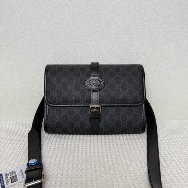 99新 GUCCI/古驰  5940/男士时尚休闲黑老花邮差包
