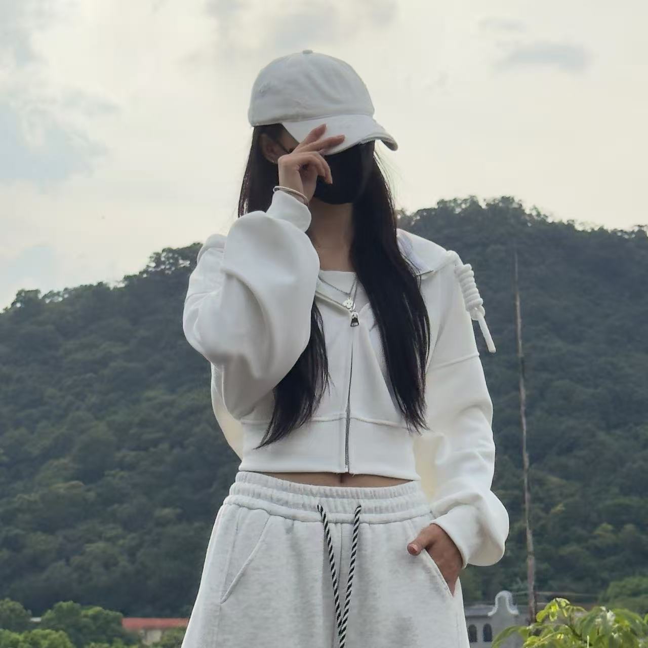 开衫款卫衣秋冬长袖拉链上衣休闲美式印花常规连帽