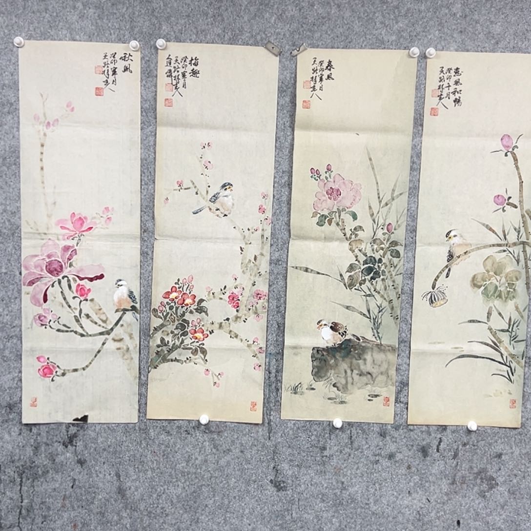 绘画左进伟四条屏