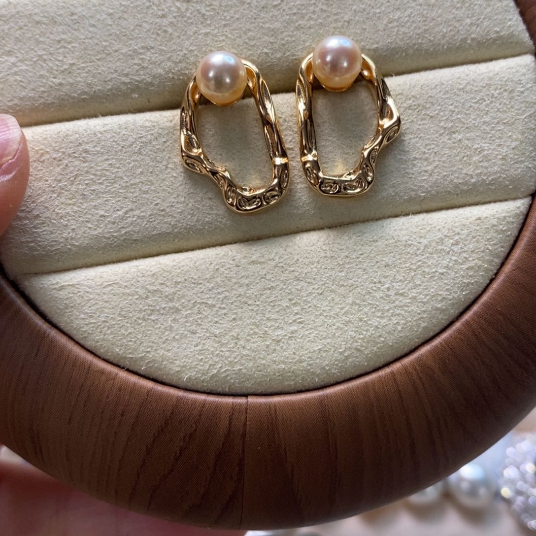海水珍珠耳饰银S925镶嵌