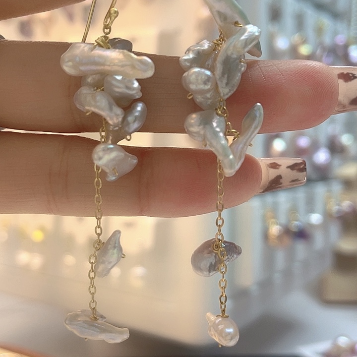 淡水珍珠耳饰银S925镶嵌