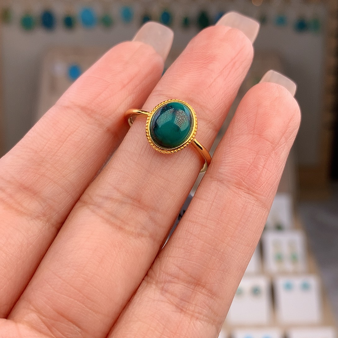 绿松石银S925镶嵌戒指