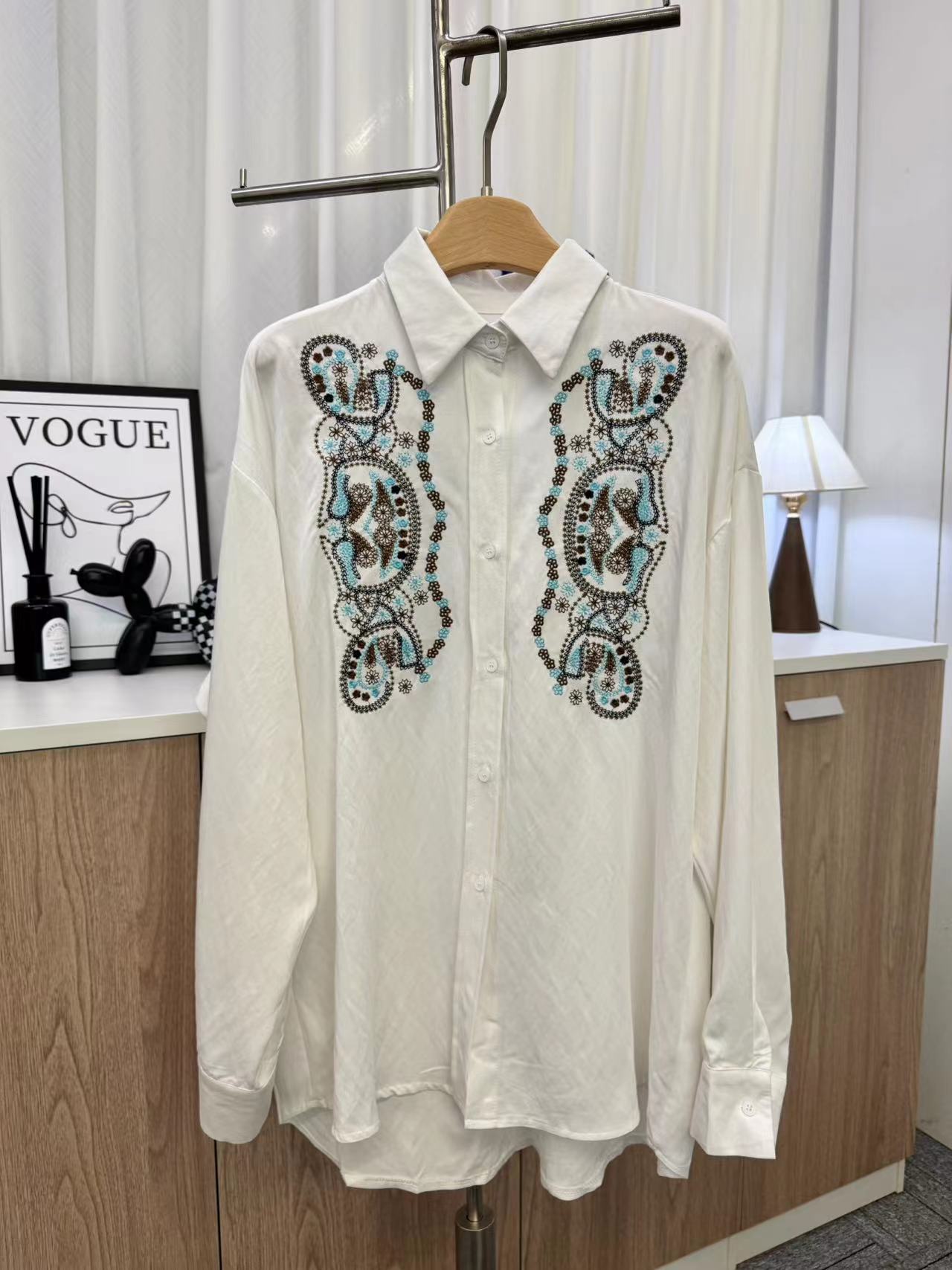 A1343 南风谷 春夏款小众别致 重工刺绣百搭显瘦衬衣