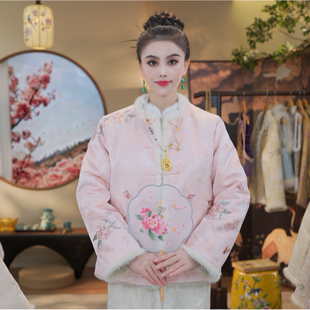 《牡丹颂-外套》1147开衫厚款外套2025秋冬两面穿新款加厚女式外套