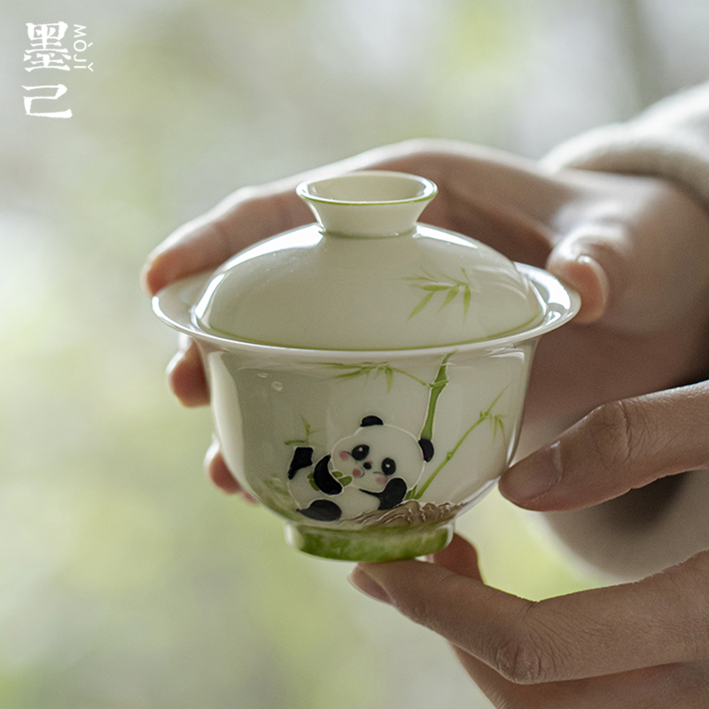 墨己-翠衍-熊猫小憩-时雨盖碗