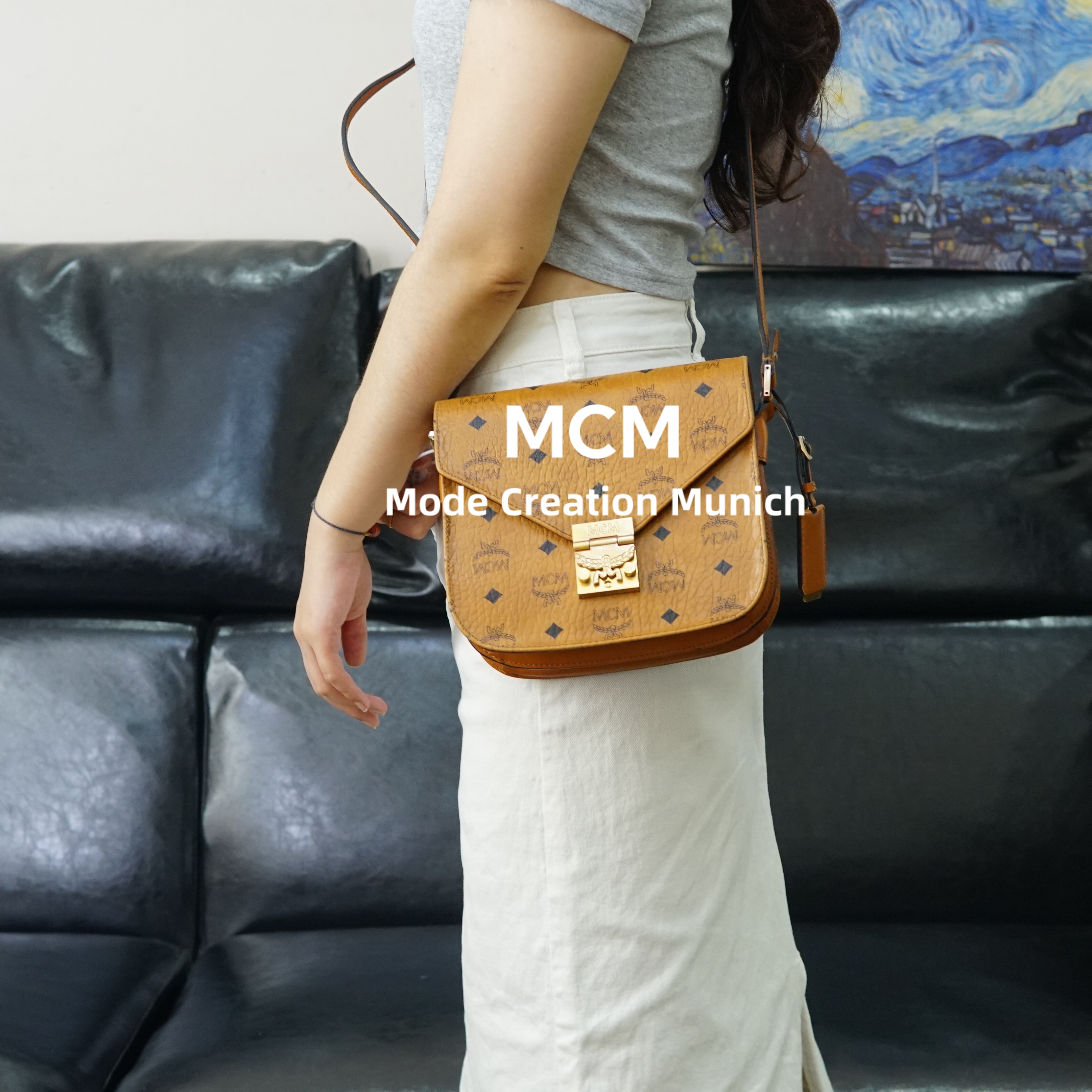 95新 MCM 干邑色马蹄包/AR06608067/8067