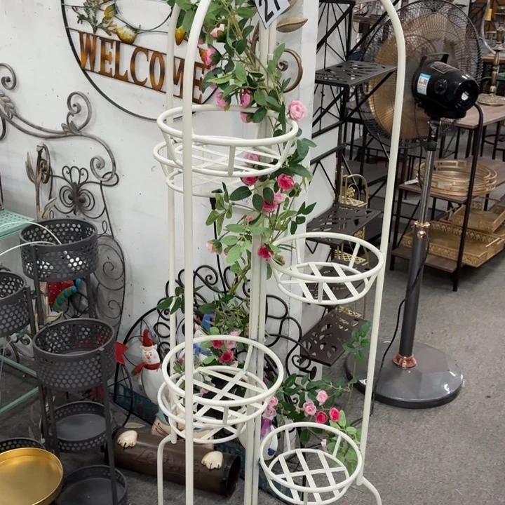 多层碳素钢全铁艺花架爬藤架多肉绿植置物架庭院户外整装折叠花架