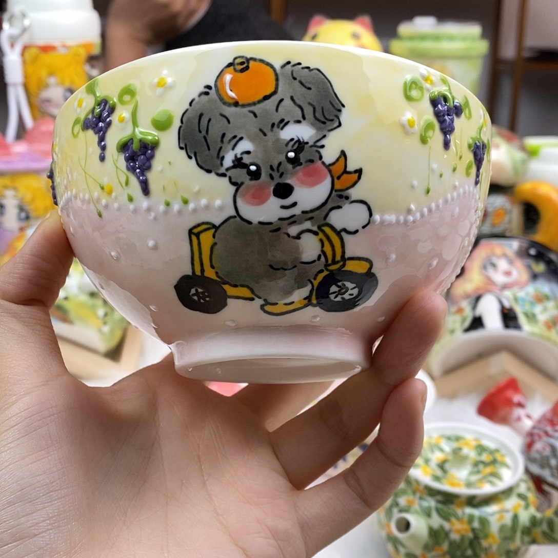 瓷片董董文创手绘陶瓷