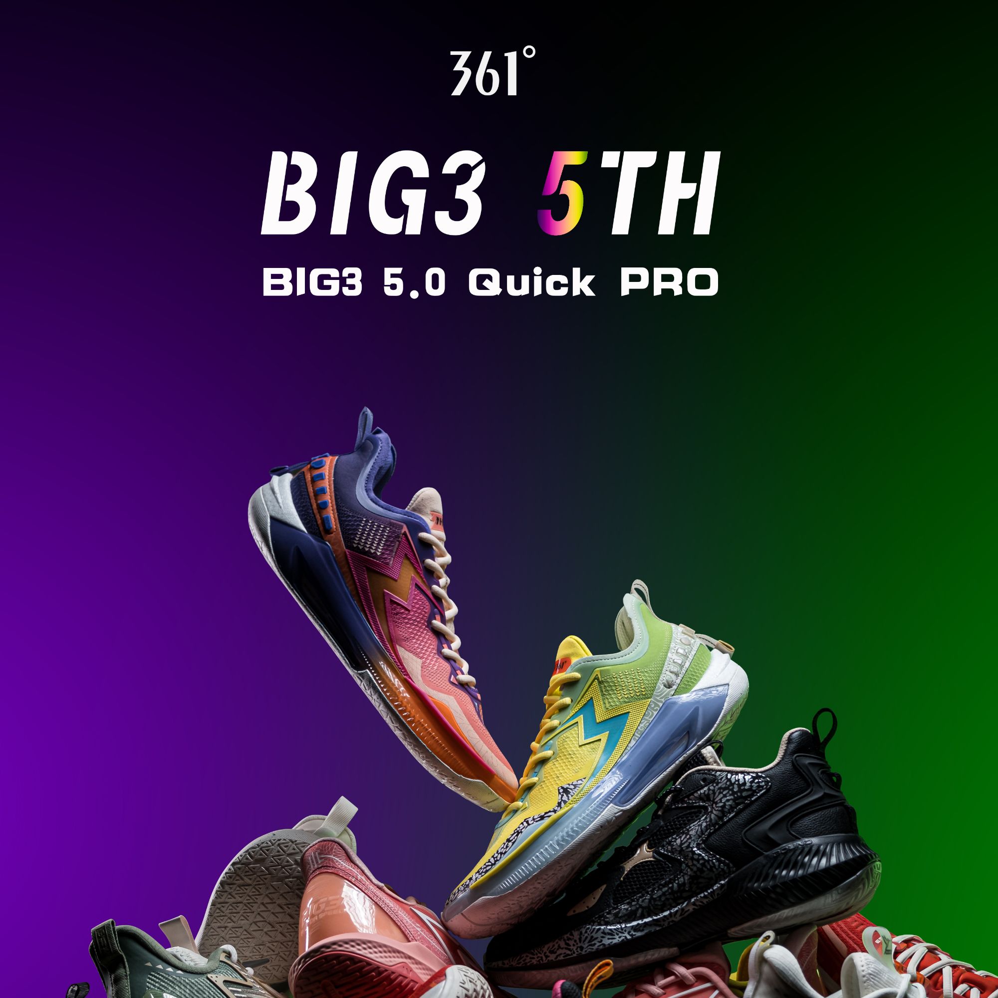 361°新BIG3 5.0 Quick Pro男鞋专业实战缓震耐磨球鞋