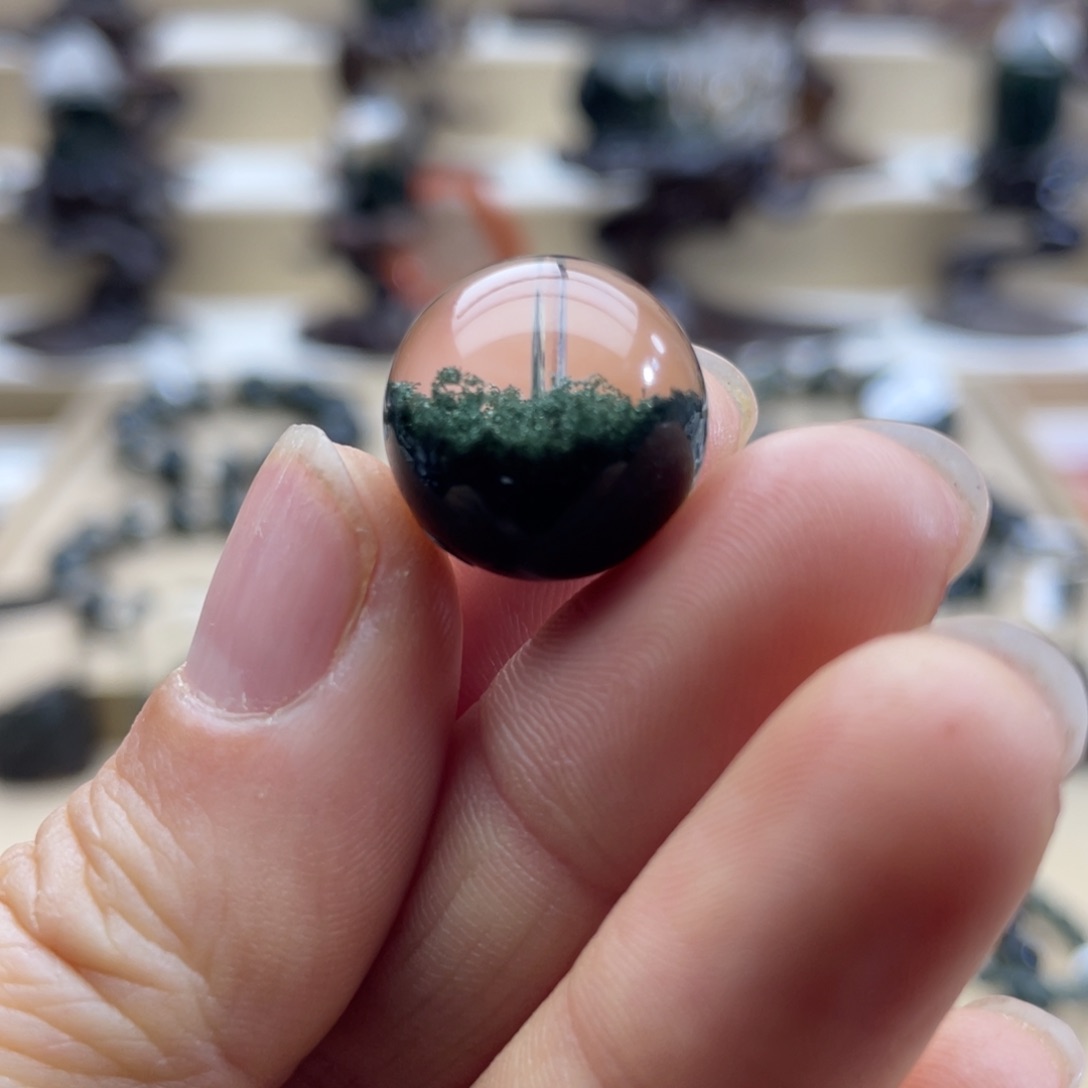 水晶颈饰未镶嵌绿幽灵聚宝盆单珠