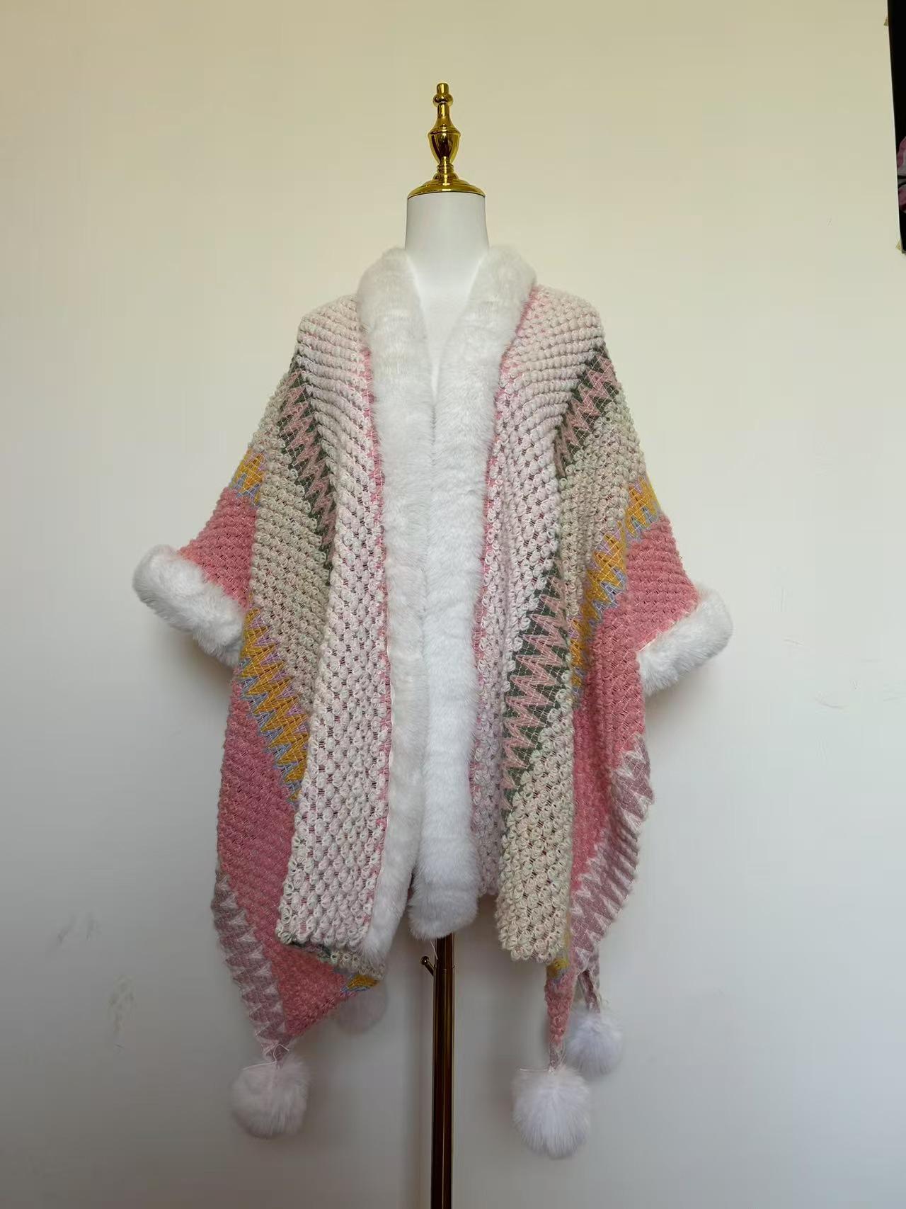 印花民族风长款通用保暖毛针织衫百搭冬款秋季芭蕾风