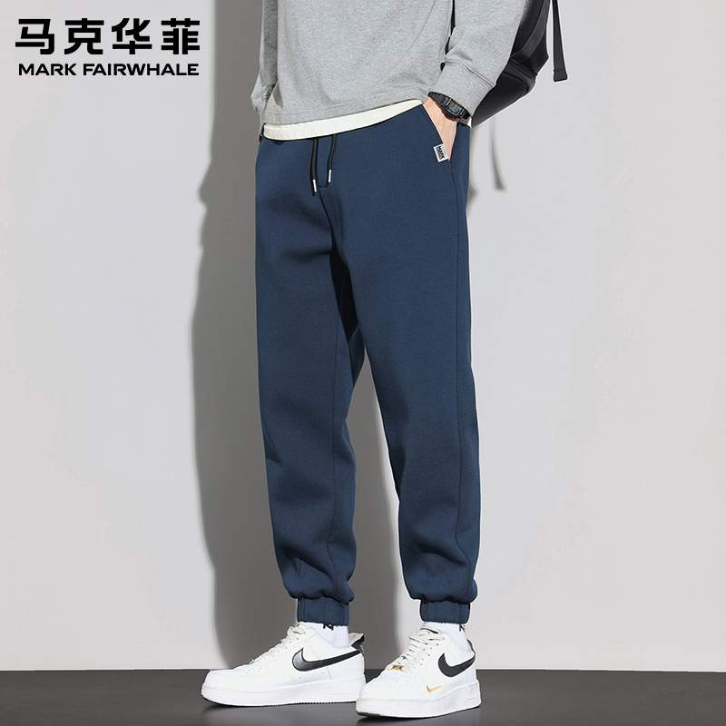马克华菲新款束脚休闲裤男士秋冬季加绒加厚美式潮牌百搭哈伦卫裤