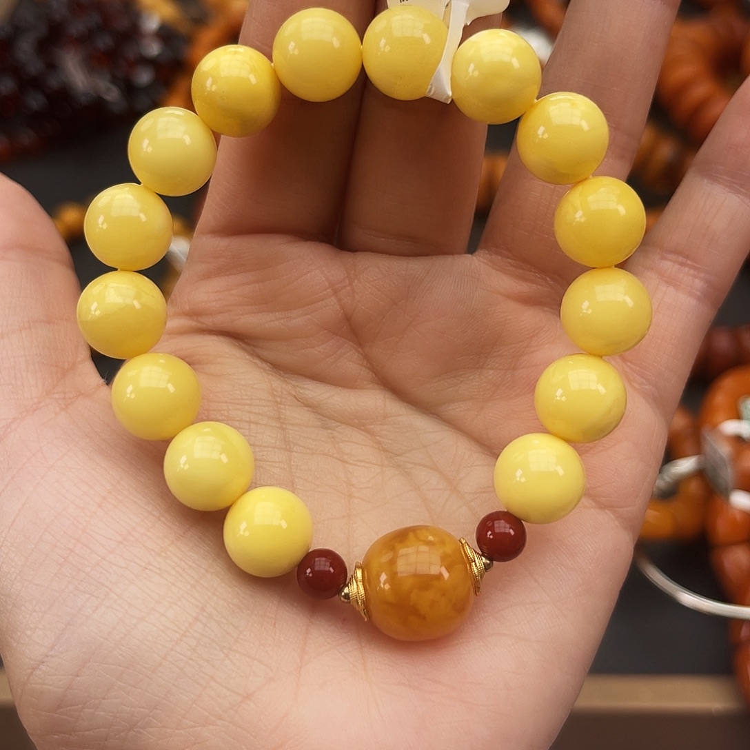 琥珀未镶嵌手链11 m孤品/微瑕