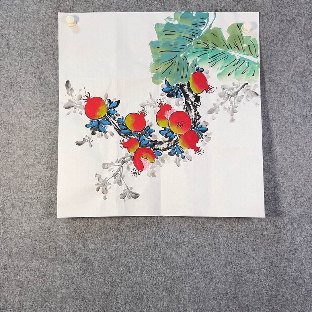 国画720 牡丹之花之叶的颜色与花色