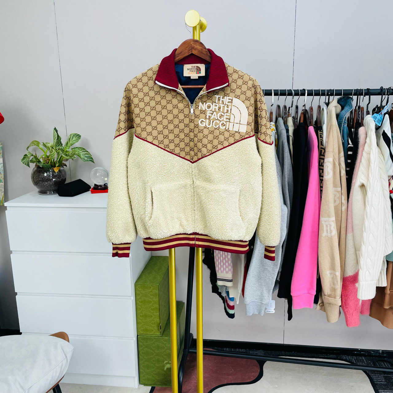 99新 GUCCI/古驰 Gucci/古驰 联名tnf泰迪绒满印夹克 