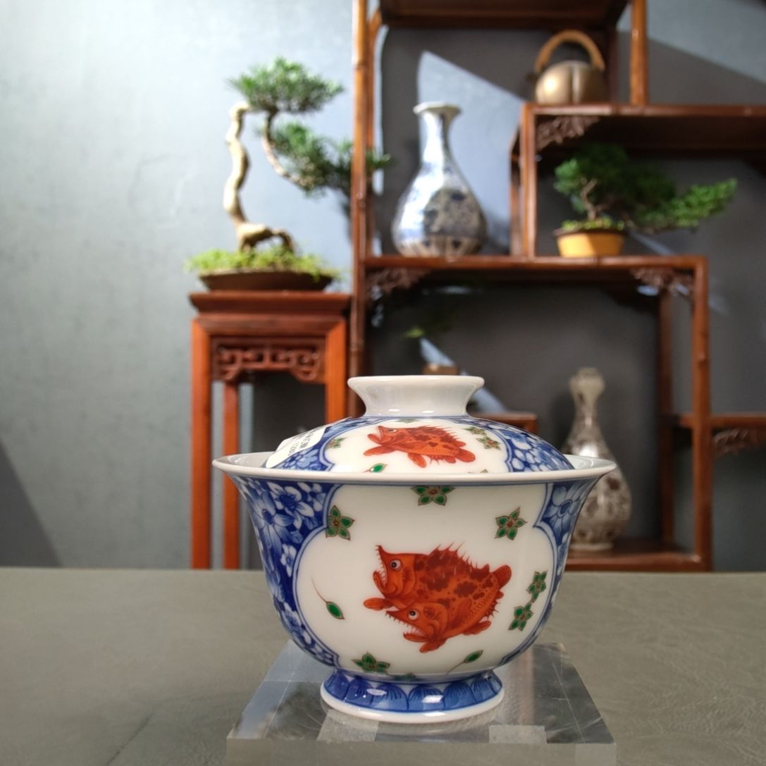 万花开窗斗彩小鲑鱼