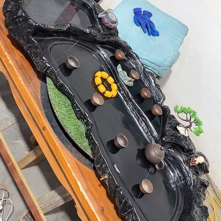 .灵璧石山水茶盘美丽