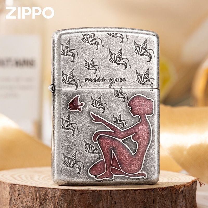 ZIPPO/之宝打火机正品蝶语思仿古银复古新年礼物时尚防风送男士