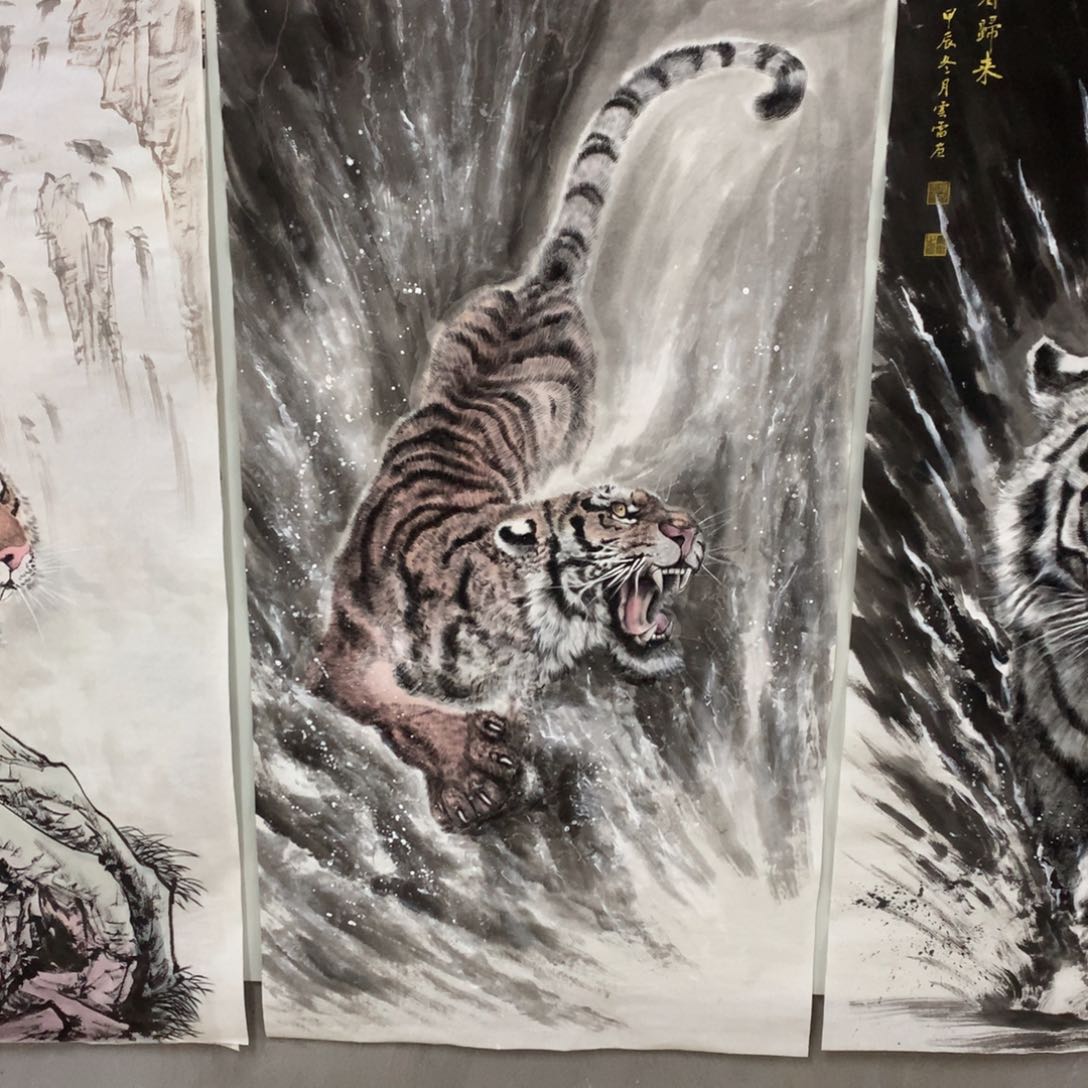 国画我****话福利作品四尺手绘老虎